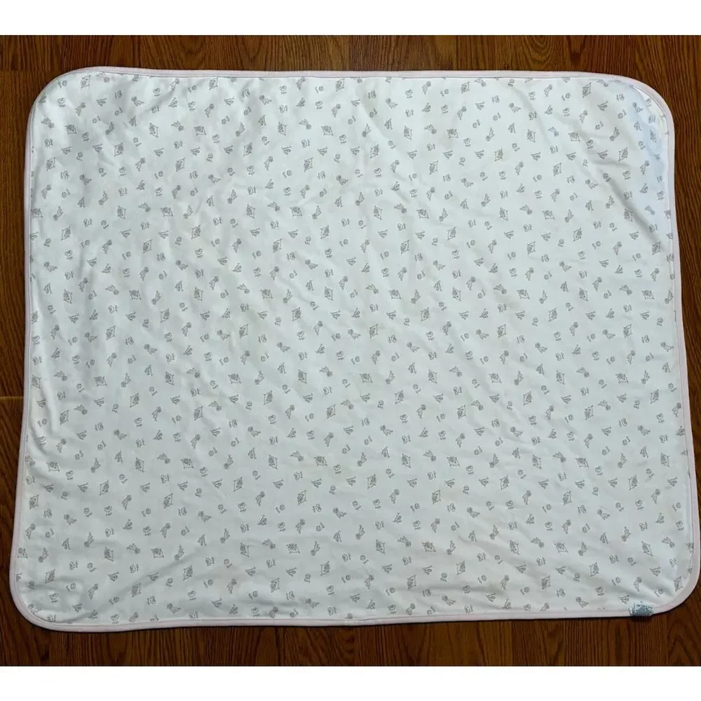 Vintage 2003 Gymboree Posh Poodle Baby Blanket Pink White Striped - STAINS READ